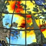 Satellite imagery showing carbon monoxide over the U.S. and Canada. Image Credit: NASA GES DISC, NASA/ARSET.