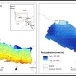 Two parameters (temperature and precipitation) used in the Nepal vulnerability assessment, which considered gradual changes in temperature, precipitation, and extreme climate events. NASA EOS data was used to measure the change in temperature and precipitation using GLDAS and TRMM respectively. Image Credit: Marshall DEVELOP Team. Two parameters (temperature and precipitation) used in the Nepal vulnerability assessment, which considered gradual changes in temperature, precipitation, and extreme climate events. NASA EOS data was used to measure the change in temperature and precipitation using GLDAS and TRMM respectively. Image Credit: Marshall DEVELOP Team.