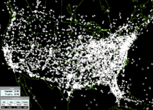 Sample map of all aircraft in US airspace at a given time. Image Credit: Federal Aviation Administration 