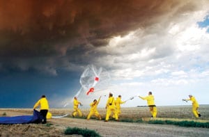 Small Image of scientists attempting to launch a weather balloon