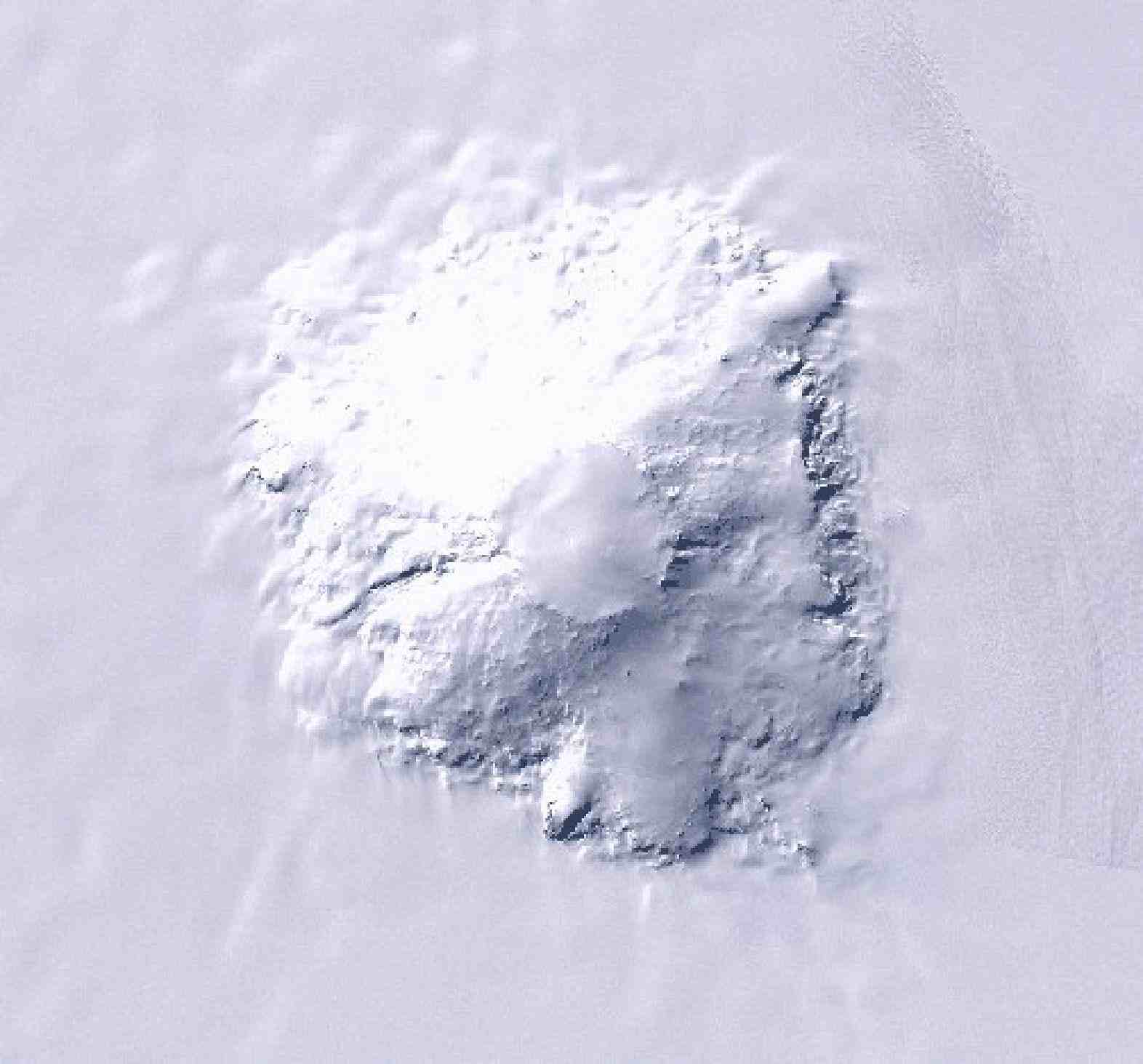 Image of Nadir view of Mount Takahe, Antarctica from Landsat-7 ETM