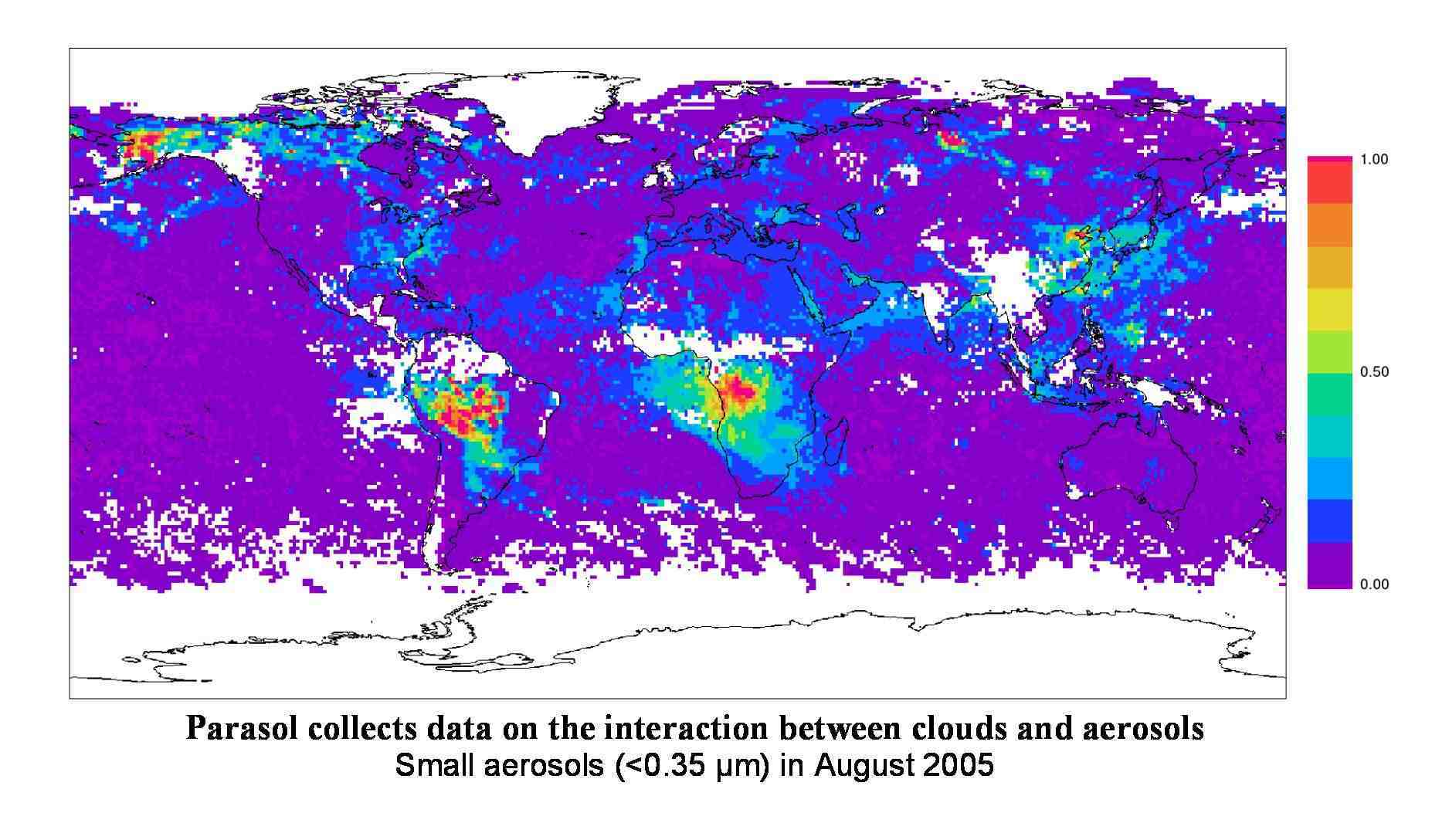 Image of data on aerosols collected by Calipso.