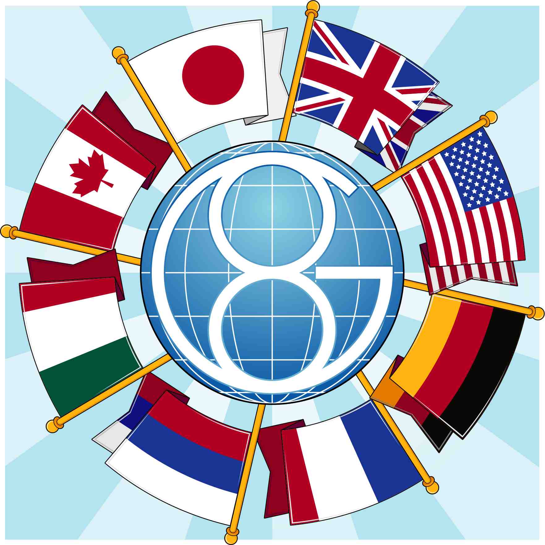 Image of G8 logo consisting of eight flags in a circle