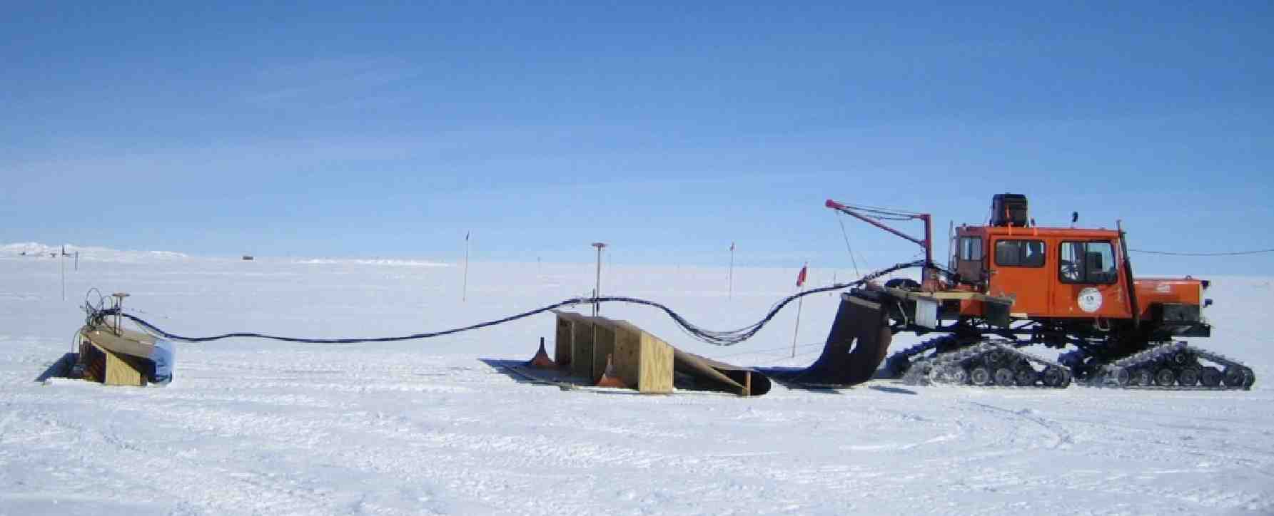 Photo of ground based wideband SAR depth sounder deployed in Greenland