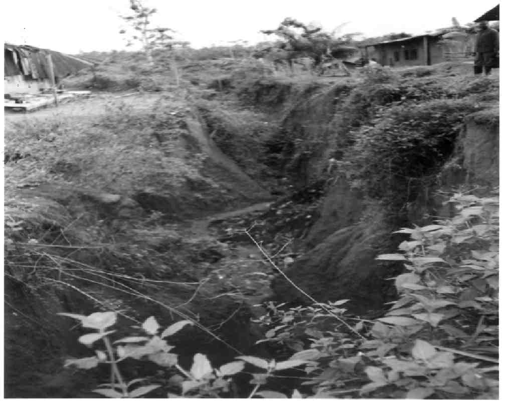 Image of a gully at LA Primary school area, Ode-Irele