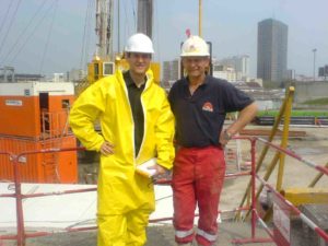 Peter Fairley, left, with Didier Sainte Marie, Cofor's site manager.