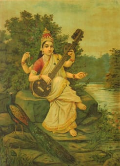 Painting of the goddess Saraswati