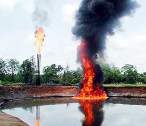 Oil production flares in the Ecuadorian Amazon near Lago Agrio. Credit: Amazon Watch