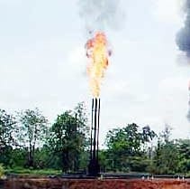 Cropped image of oil flares in the Amazon