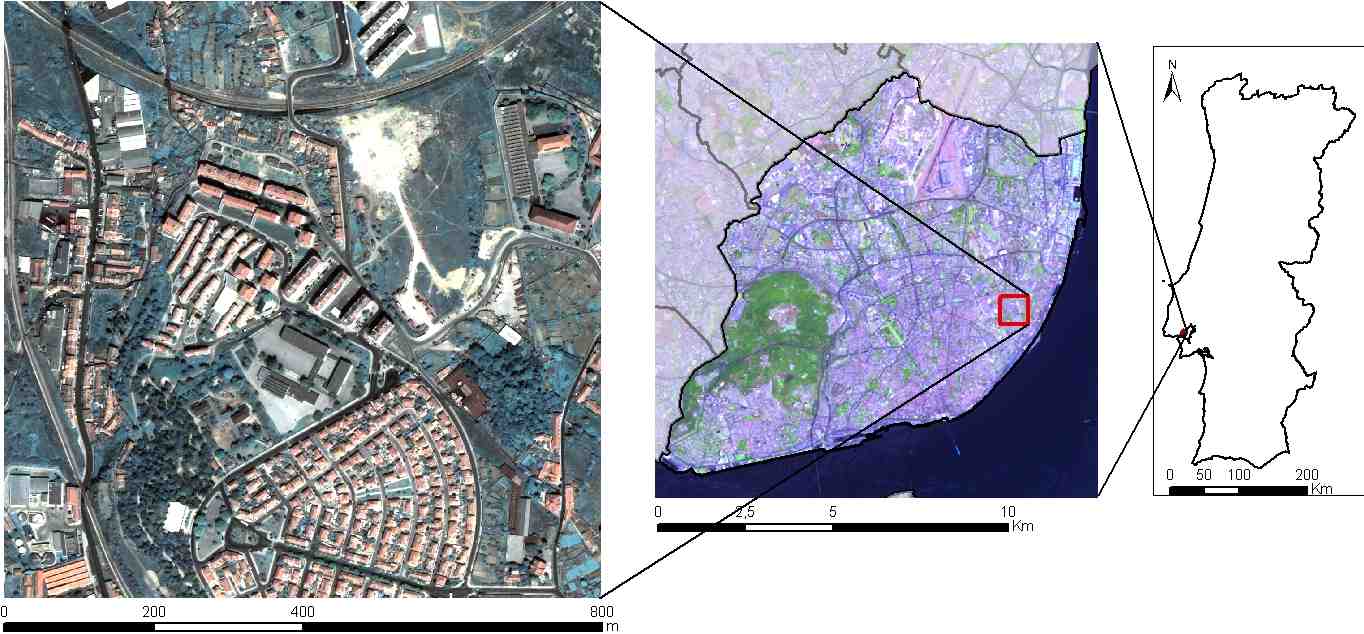 Figure 2: Location of the study area in Portugal and in Lisbon.