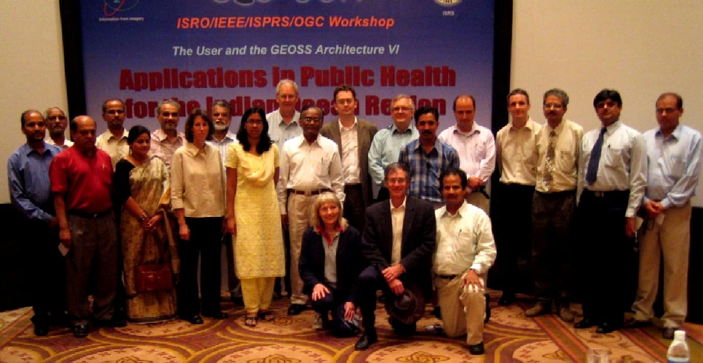 This group photo of participants at an ISRO/IEEE/ISPRS/OGC workshop in India on health illustrates just one of 30 workshops IEEE coordinated worldwide to support GEOSS.