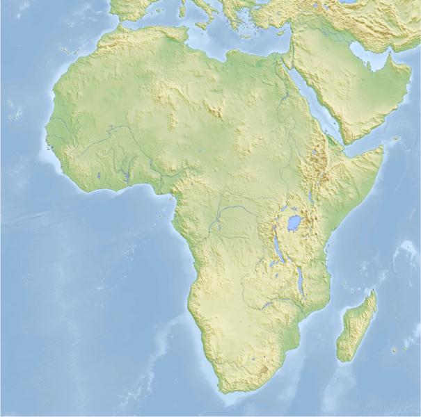 Topographic map of Africa, Wikimedia Commons