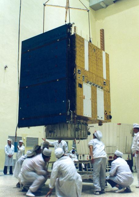 Image of CBERS 1 readied for launch in 1999