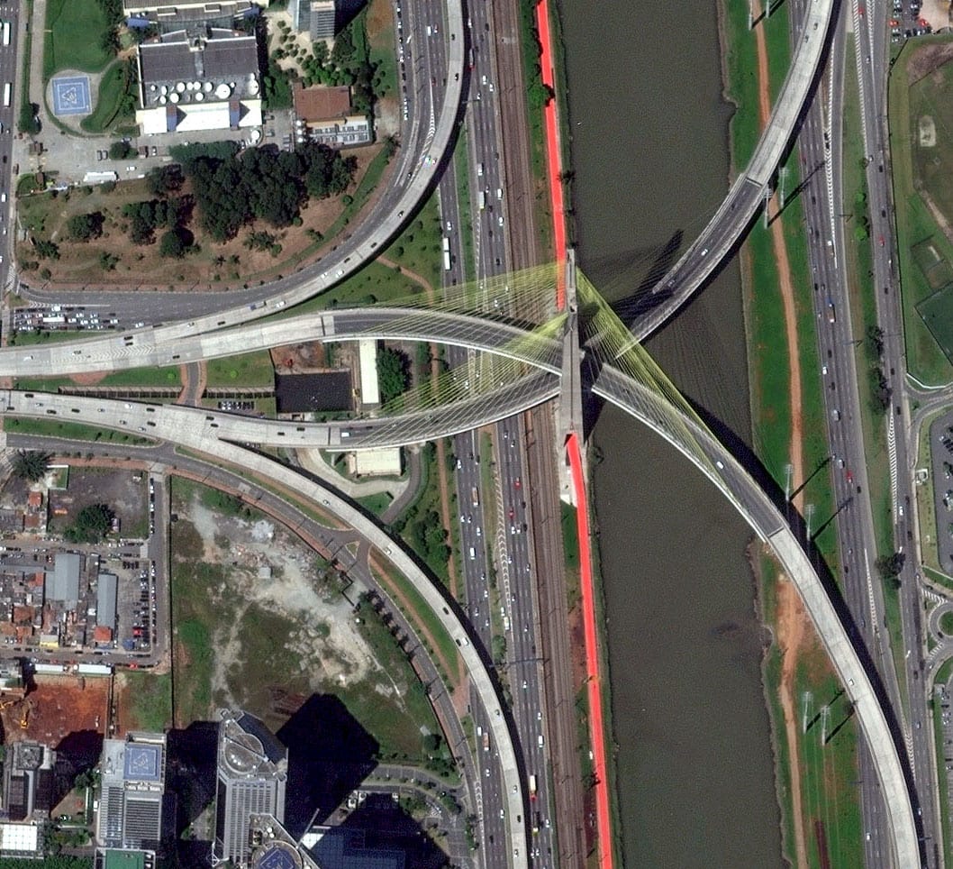 Image of Octavio Bridge, Sao Paulo, Brazil with Worldview-2 Sensor at 0.5 meter spatial resolution.