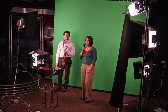 Casasanto and Williams answer student questions during a special broadcast to NASA's Digital Learning Network in celebration of Earth Day, 2010. Photo Source: NASA GSFC