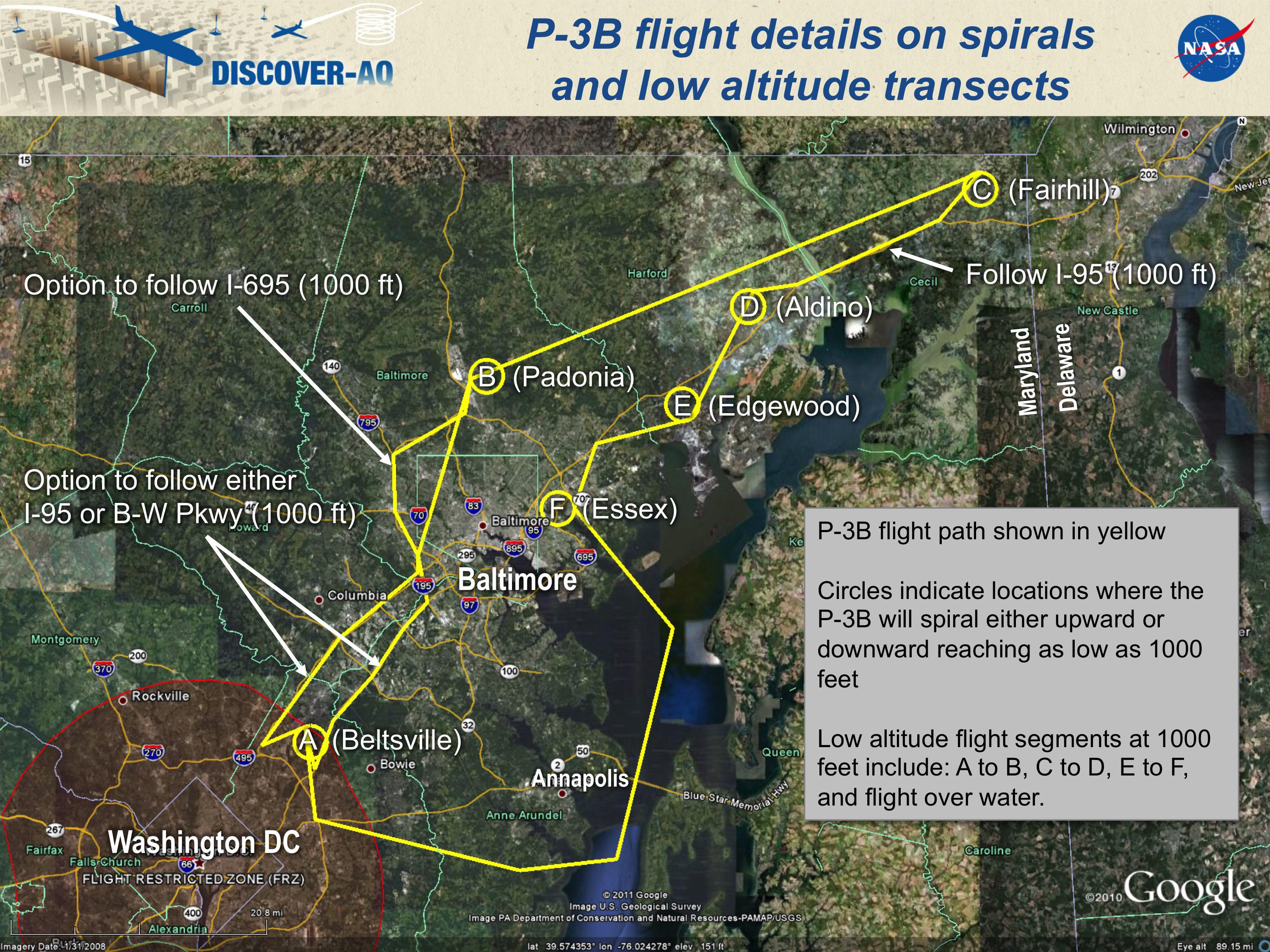 A map of the P-3B flight path. Image Source: NASA