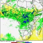 Map fo Africa showing rainfall levels