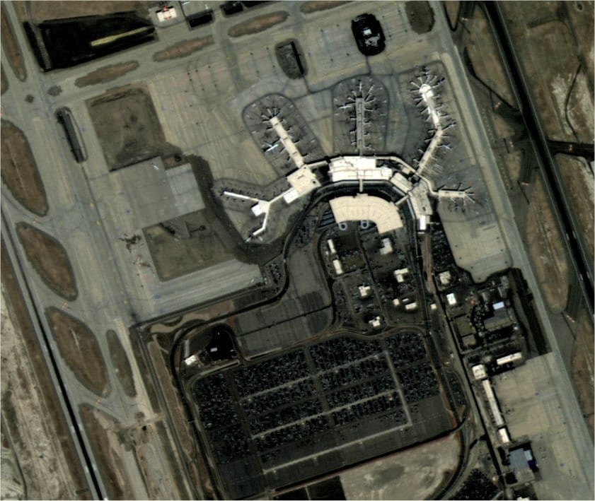 An extract of terminal buildings at the Salt Lake City Airport. Source: SSTL/NASRDA.