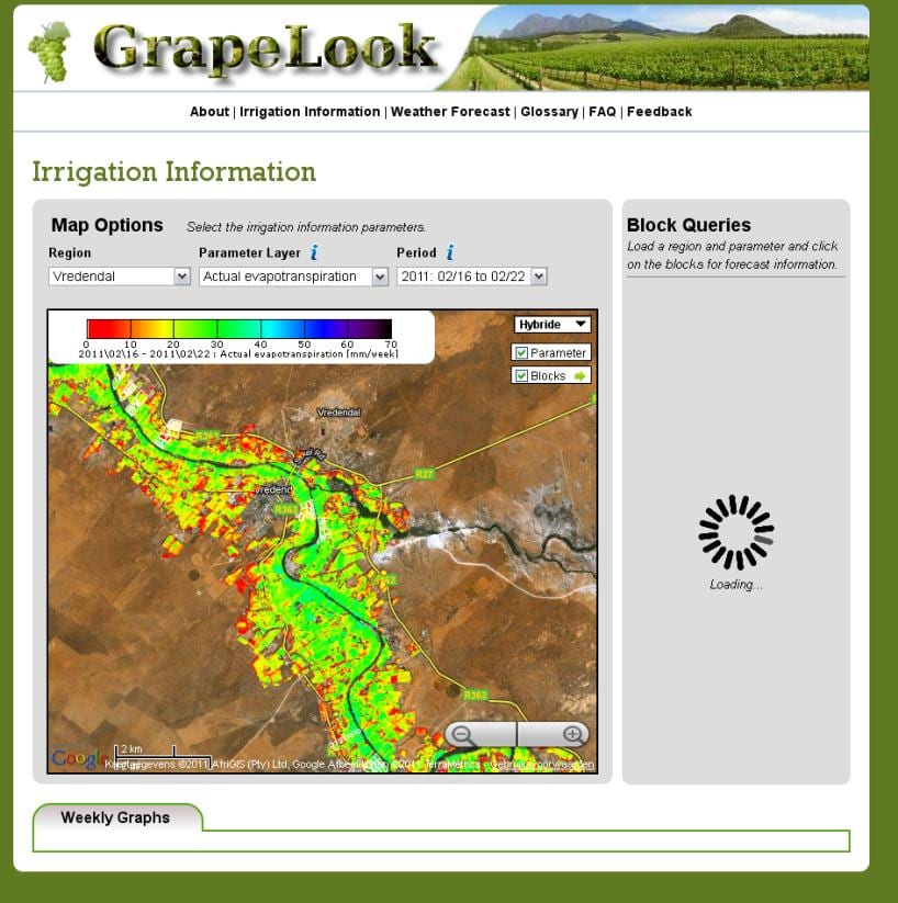 Screenshot of the Grapelook website