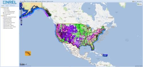 Screenshot of the Renewable Energy Atlas showing alternative energy sources.