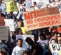 Image of protestors pushing for environmental standards (Image: Sipa Press/Rex Features)