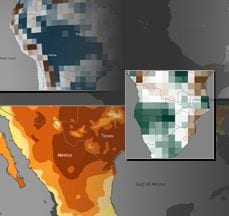 Cropped image of map showing top 10 climate and weather events