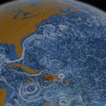 image from NASA's map showing the currents and movements of Earth's oceans. Credit: NASA