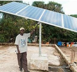 Solar panel installed at Latrikunda, The Gambia (Photo by Nils Elzenga / NICE)