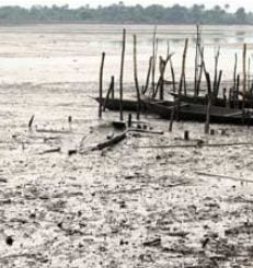 Oil polluted waters in Nigeria. Photograph: Pius Utomi Ekpei/AFP/Getty