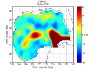 Sea Surface Height Anomaly Generated from Satellite Altimeter Data Provided by Project Partners at the Colorado Center for Astrodynamics Research.