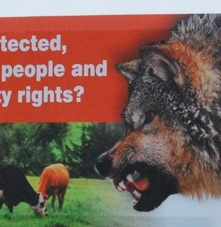 Image of an anti-wolf billboard. Credit: Wallowa County Stockgrowers Association
