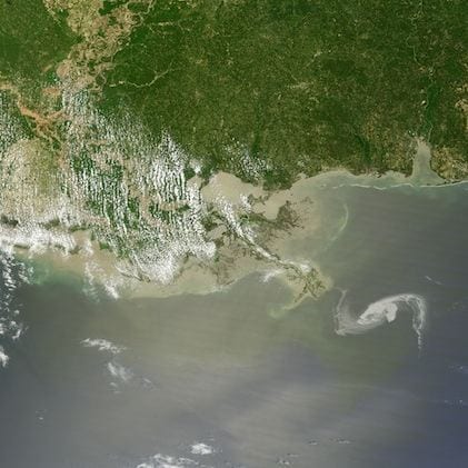 Satellite image of the Deepwater Horizon oil slick taken by the Terra satellite. Credit: NASA earth observatory/jessie allen