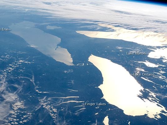 Photograph of the Great Lakes from space. Credit: NASA Earth Observatory