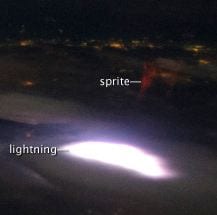 Photograph of the elusive red sprite as seen from space. Credit: NASA Earth OBservatory