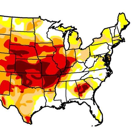Drought severity map, updated on August 14, 2012, and produced by the National Drought Mitigation Center.