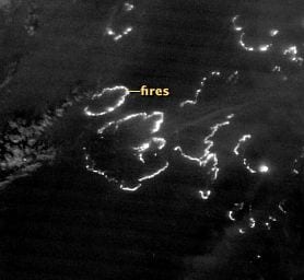 Satellite imagery of Siberian wildfires. Credit: NASA Earth Observatory