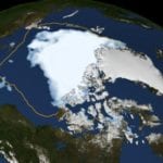 Satellite imagery of Arctic sea ice extent.  (Credit: Scientific Visualization Studio, NASA Goddard Space Flight Center)