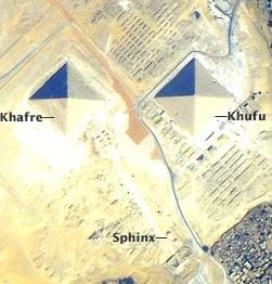 Satellite image of Egyptian pyramids. Credit: NASA Earth Observatory