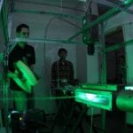An example of URC research. Gilberto Corona fine-tunes the Particle image velocimetry (PIV) system at the University of Texas at El Paso Center for Space Exploration Technology Research (cSETR). Image Credit: NASA