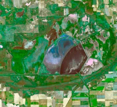 Satellite imagery of wetlands in Kansas. Credit: NASA Earth Observatory