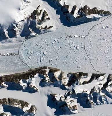 Image of Crane glacier. Credit: NASA Earth Observatory