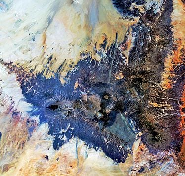 Image of the tibesti mountain in Chad. Creidt NASA