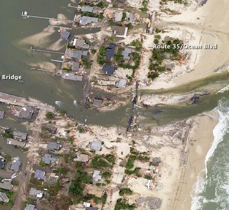 Satellite imagery of Sandy's destruction in New Jersey. Credit: NASA Earth Observatory