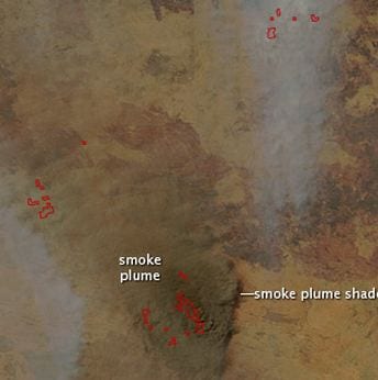 Satellite view of fires in Australia. Credit: NASA Earth Observatory