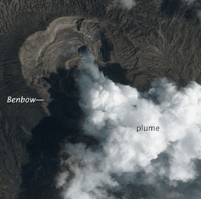 satellite image of ambrym's lava flow. Credit: NASA Earth Observatory