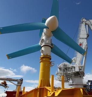 One of the world's biggest tidal energy turbines being prepared for deployment in Scotland. Credit: Getty Images