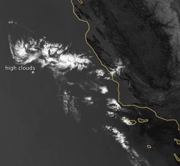 Satellite image of marine clouds off the coast of California. Credit: NASA Earth OBservatory