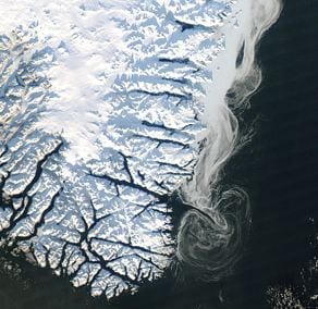 Satellite Imagery of Greenland during winter. Credit: NASA Earth Observatory