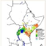 Water Requirement Satisfaction Index (WRSI) crop model showing severe drought in Eastern Africa in 2011-2012 that resulted in famine conditions. Image Credit: USGS, USAID Famine Early Warning Systems Network.