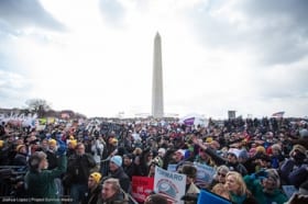 Photograph showing large crowds of people in Washington. Credit: ENN